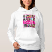 Bestie Roze & Wit 9 Fotocollage Hoodie (Voorkant)