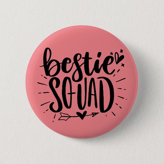 Bestie Squad BFF Best Friend Lettering Quote Ronde Button 5,7 Cm (Voorkant)