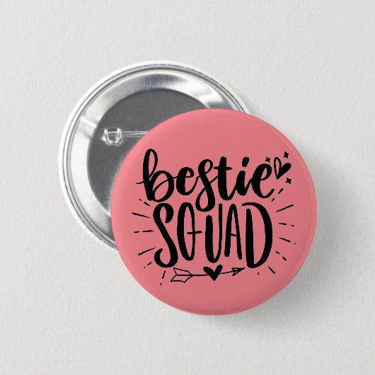 Bestie Squad BFF Best Friend Lettering Quote Ronde Button 5,7 Cm (Voorkant /achterkant)