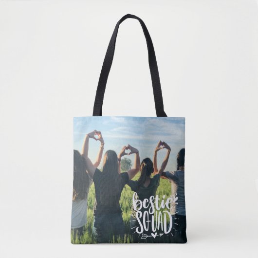 Bestie Squad Persoonlijke foto BFF Lettering Tote Bag (Voorkant)