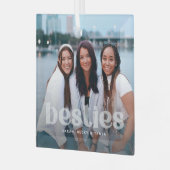 Bestie Trendy Typografie Foto Keepsake Glas Ornament (Voorkant links)