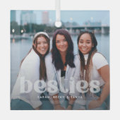 Bestie Trendy Typografie Foto Keepsake Glas Ornament (Voorkant)