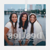 Bestie Trendy Typografie Foto Keepsake Glas Ornament (Achterkant)