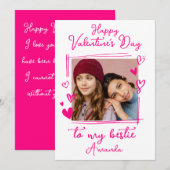 Bestie Valentijnsdag | Eén heldere roze foto  Feestdagenkaart (Voorkant / Achterkant)