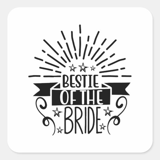 Bestie van de bruid vierkante sticker (Voorkant)