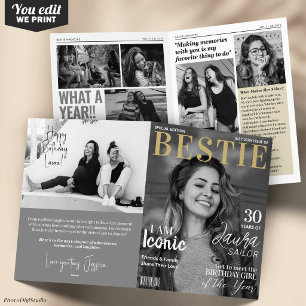 Bestie Verjaardagsmagazine met Aangepaste Wenskaar Kaart