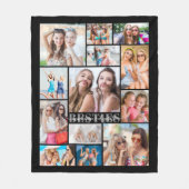 Besties 13 Foto Collage Best Friends Script Black Fleece Deken (Voorkant)