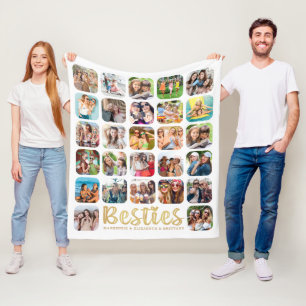 BESTIES 27 Foto Collage Persoonlijk White Gold Fleece Deken