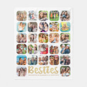 BESTIES 27 Foto Collage Persoonlijk White Gold Fleece Deken (Voorkant)