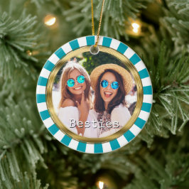 Besties 2 Fotoronde met strepen Keramisch Ornament