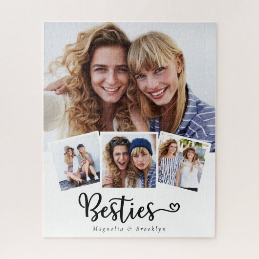 Besties 4 Foto Collage Beste Vriend Legpuzzel (Verticaal)