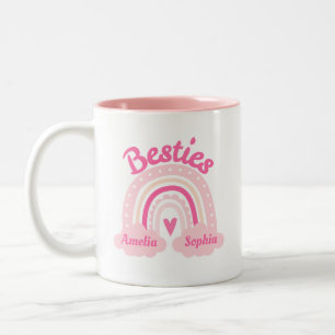 Besties aangepaste foto & naam tweekleurige koffiemok