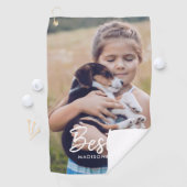 Besties | Aangepaste foto's en namen Golfhanddoek (Insitu)