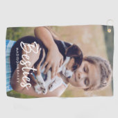 Besties | Aangepaste foto's en namen Golfhanddoek (Horizontaal)