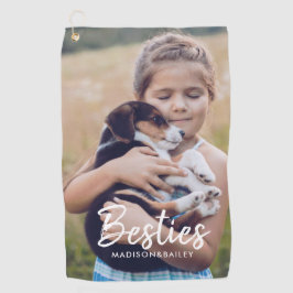Besties | Aangepaste foto's en namen Golfhanddoek