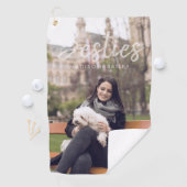 Besties | Aangepaste foto's en namen Golfhanddoek (Insitu)