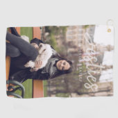 Besties | Aangepaste foto's en namen Golfhanddoek (Horizontaal)