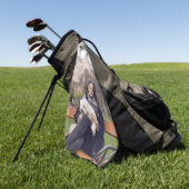 Besties | Aangepaste foto's en namen Golfhanddoek (Groen)