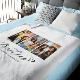 Besties BBF Fotocollage Script Hart Fleece Deken