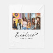 Besties BBF Fotocollage Script Hart Fleece Deken (Voorkant)
