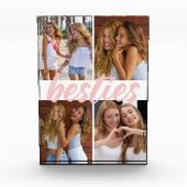 Besties Best Friends Pink Brush Script Collage Fotoblokken (Voorkant)