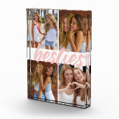 Besties Best Friends Pink Brush Script Collage Fotoblokken (Rechts)