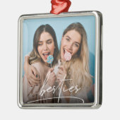 Besties | Best Friends Typography Photo Metalen Ornament (Links)