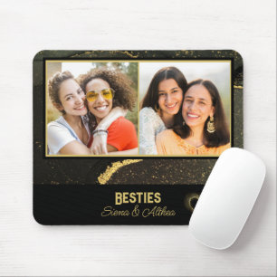 Besties Beste Vriend Foto Zwart en Goud Muismat