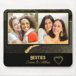 Besties Beste Vriend Foto Zwart en Goud Muismat