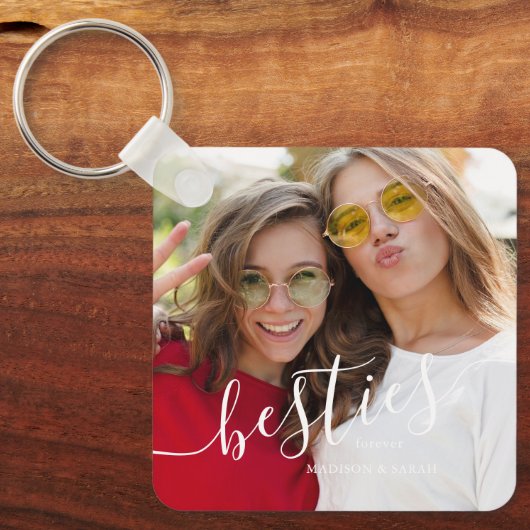 "Besties" Beste Vriend Gepersonaliseerde Foto Sleutelhanger (Voorkant)