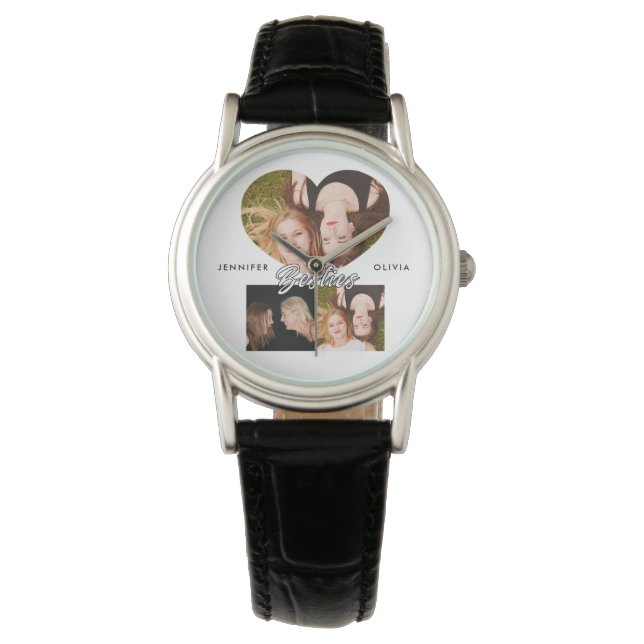 Besties Beste Vrienden Elegante Foto Horloge (Voorkant)