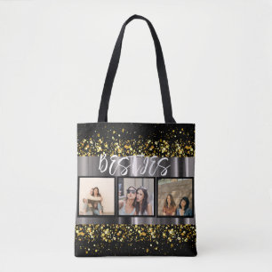 Besties Beste Vrienden Fotocollage BFF Elegant Tote Bag