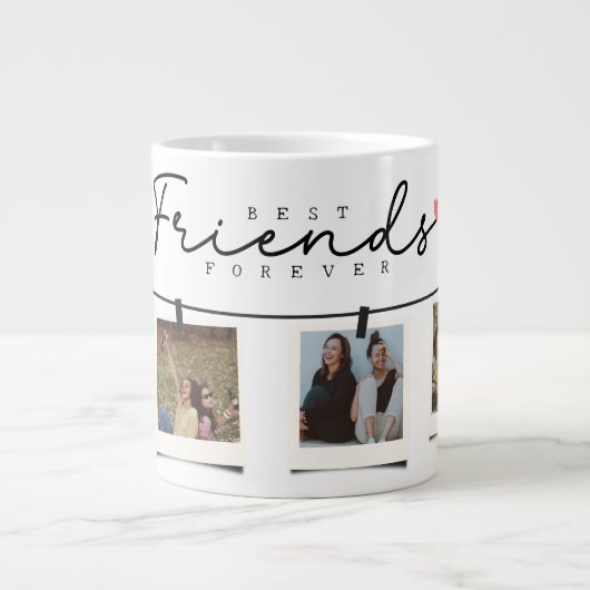 Besties Beste Vrienden Gepersonaliseerde Gift Foto Grote Koffiekop (Voorkant)