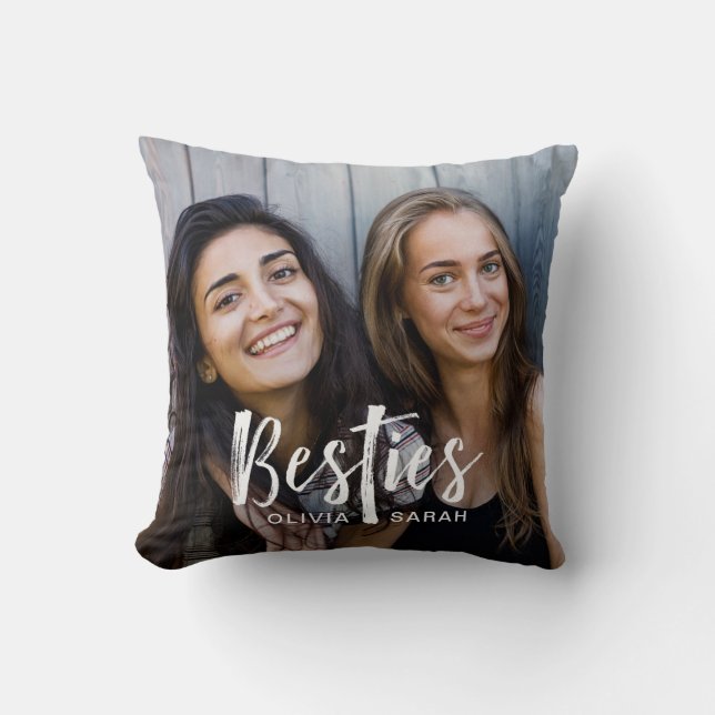 Besties | Beste vrienden Twee foto's en moderne te Kussen (Voorkant)
