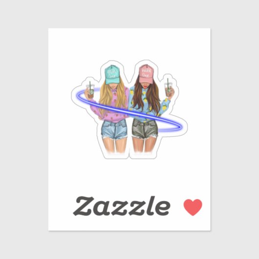 Besties BFF Heart Beste vrienden Bestie Sticker (Vel)