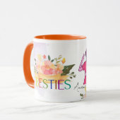 Besties BFF Schattige Illustratie Bloemen Beste Vr Mok (Voorkant links)