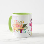 Besties BFF Schattige Illustratie Bloemen Beste Vr Mok (Voorkant links)