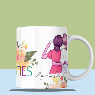 Besties BFF Schattige Illustratie Bloemen Beste Vr Mok