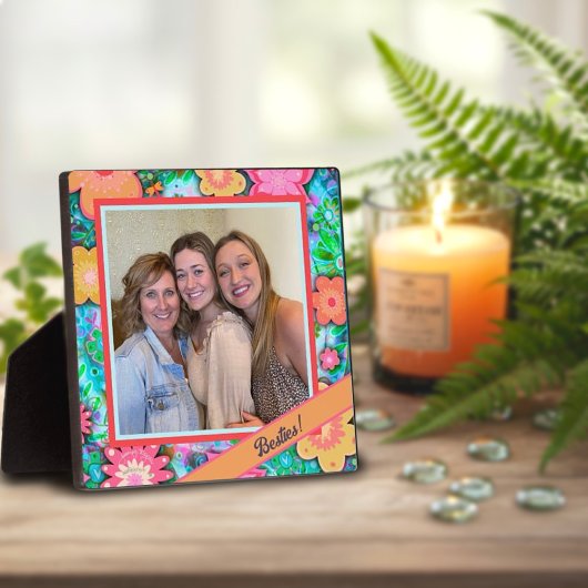 Besties Bloemen Whimsical Foto Gepersonaliseerd Fotoplaat