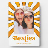 Besties | Boho Retro Sun en Foto Best Friends Fotoplaat (voorkant)