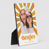 Besties | Boho Retro Sun en Foto Best Friends Fotoplaat (Zijkant)