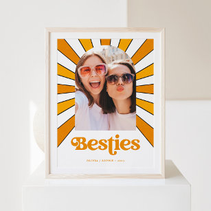 Besties   Boho Retro Sun en Foto Best Friends Poster
