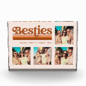 Besties | Boho Retro Terracotta Text en Stripes Fotoblokken (Voorkant)