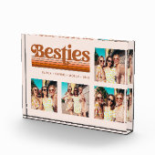 Besties | Boho Retro Terracotta Text en Stripes Fotoblokken (Rechts)