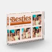 Besties | Boho Retro Terracotta Text en Stripes Fotoblokken (Links)