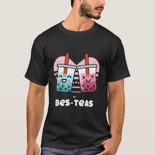 Besties Bubble Tea Pun Bes-Teas T T-shirt (Voorkant)