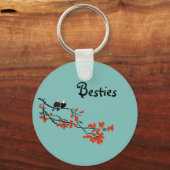 Besties cadeau: Sleutelhanger rode bladeren van tw (Voorkant)