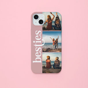 Besties Drie Foto Raster Roze Zijbalk iPhone 15 Plus Case