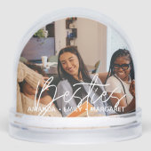 Besties Eenvoudig Modern Script Twee foto's Sneeuwbol (Voorkant)