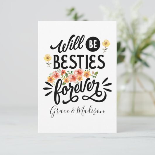 Besties for Life BFF Friends Forever Gift Bedankkaart (Staand voorkant)